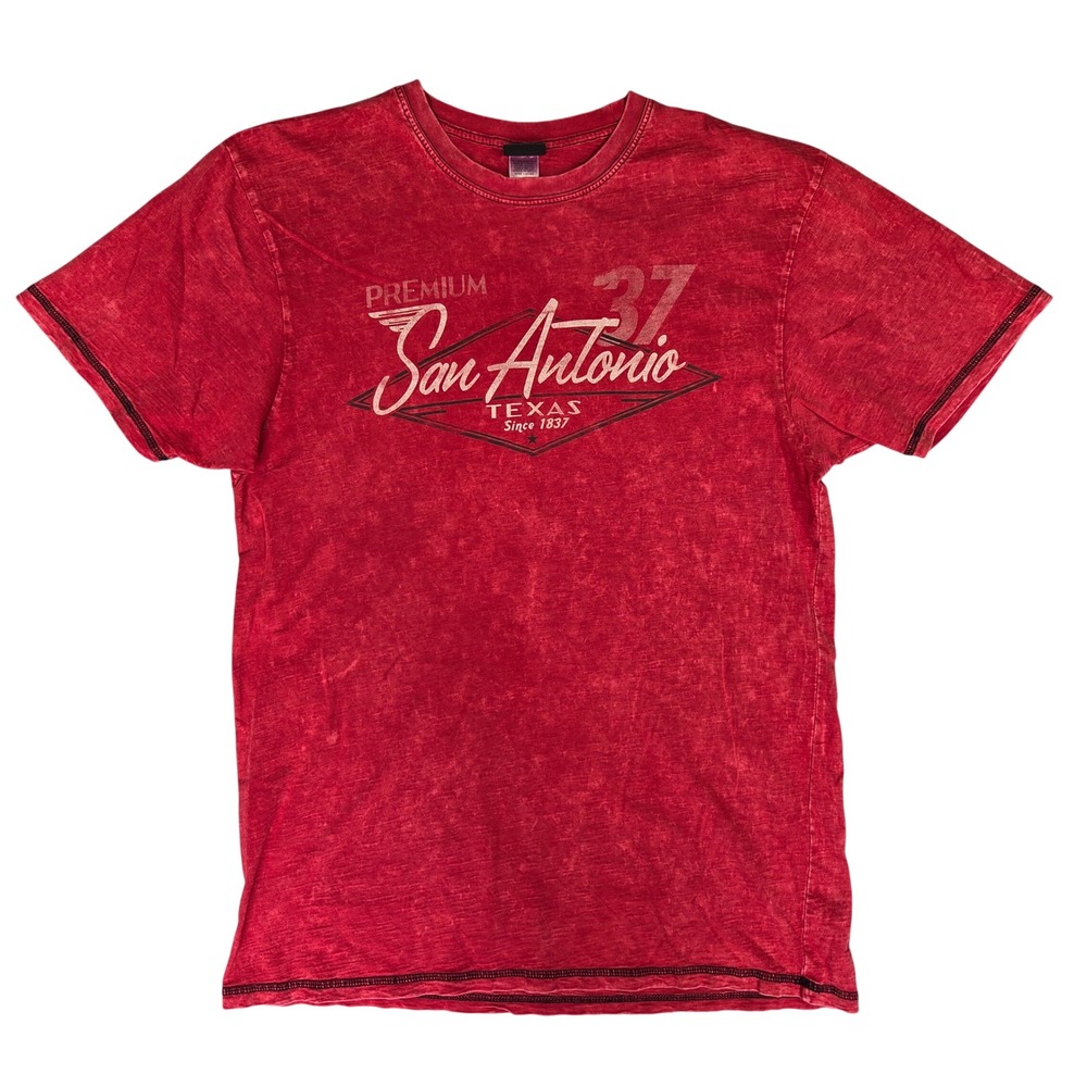 Premium 51 Red Thread Series San Antonio Texas Acid Wash Graphic Tee Mens Medium